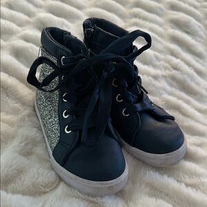 Kids Black and Glitter High-Top Sneakers